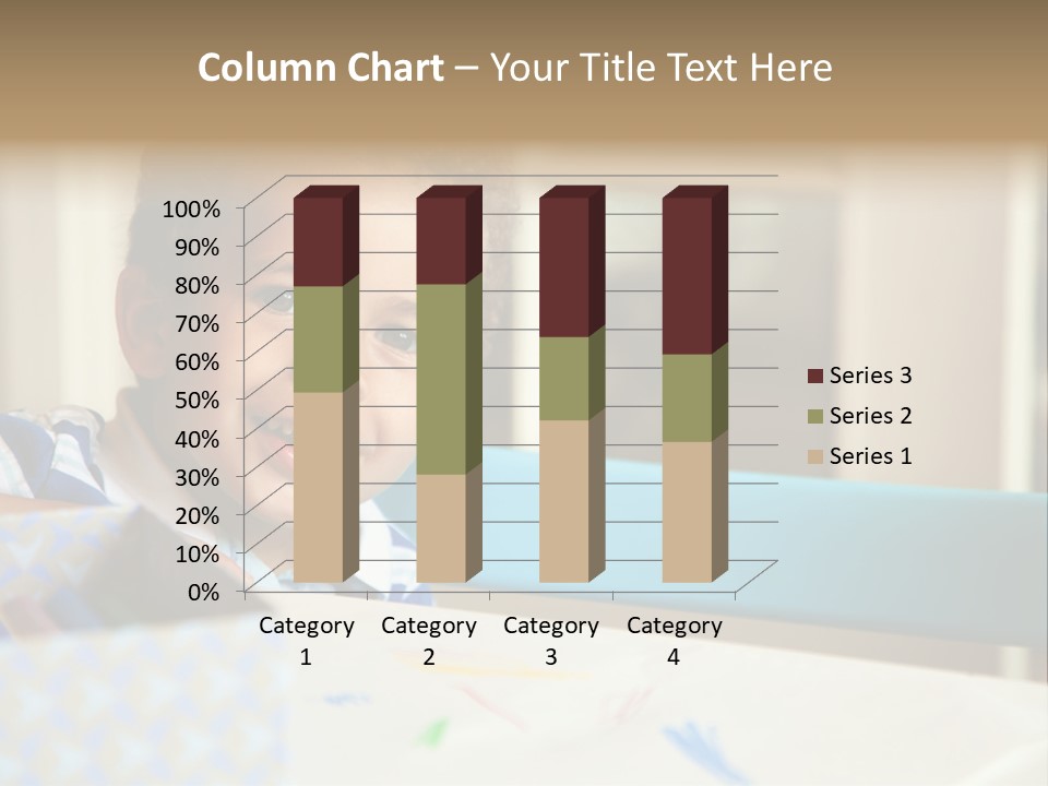 A Young Boy Sitting At A Table With A Blue Chair PowerPoint Template