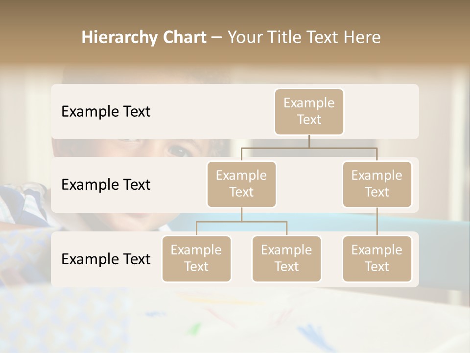 A Young Boy Sitting At A Table With A Blue Chair PowerPoint Template
