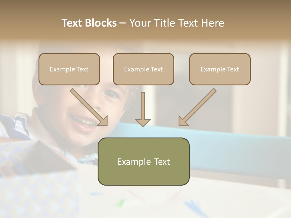 A Young Boy Sitting At A Table With A Blue Chair PowerPoint Template