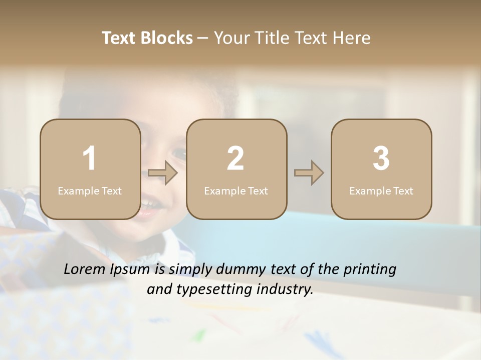 A Young Boy Sitting At A Table With A Blue Chair PowerPoint Template