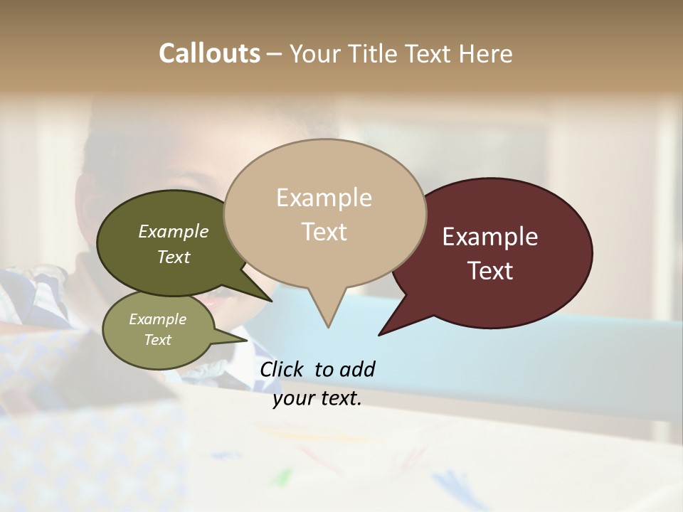 A Young Boy Sitting At A Table With A Blue Chair PowerPoint Template
