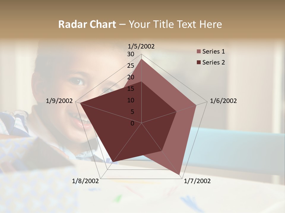A Young Boy Sitting At A Table With A Blue Chair PowerPoint Template