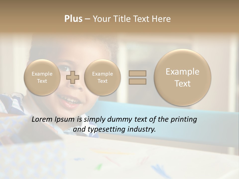 A Young Boy Sitting At A Table With A Blue Chair PowerPoint Template