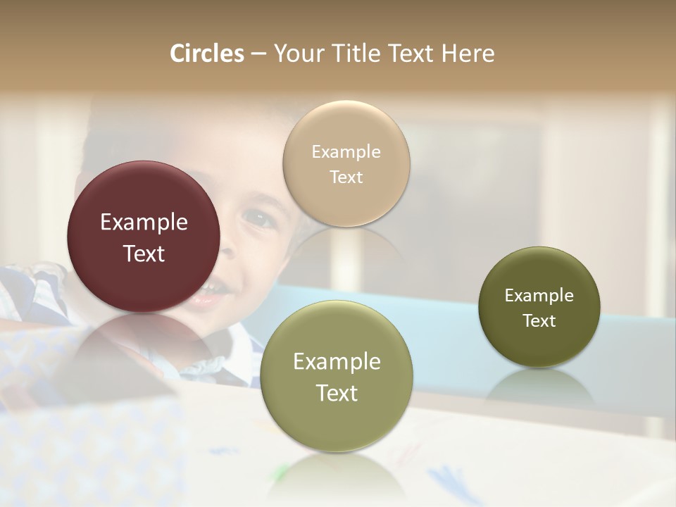 A Young Boy Sitting At A Table With A Blue Chair PowerPoint Template