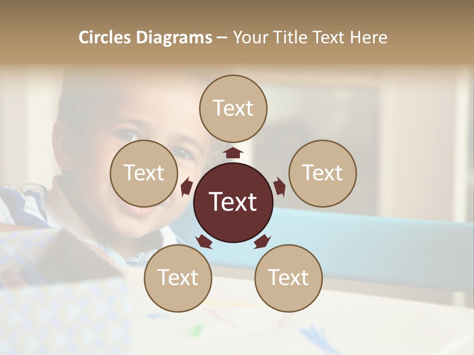 A Young Boy Sitting At A Table With A Blue Chair PowerPoint Template