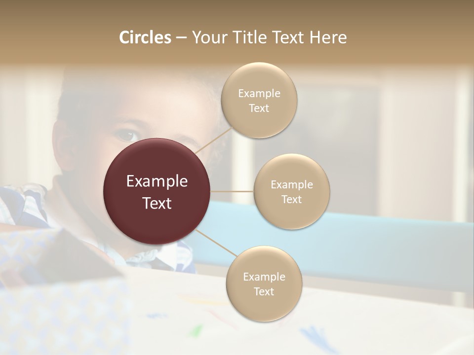 A Young Boy Sitting At A Table With A Blue Chair PowerPoint Template