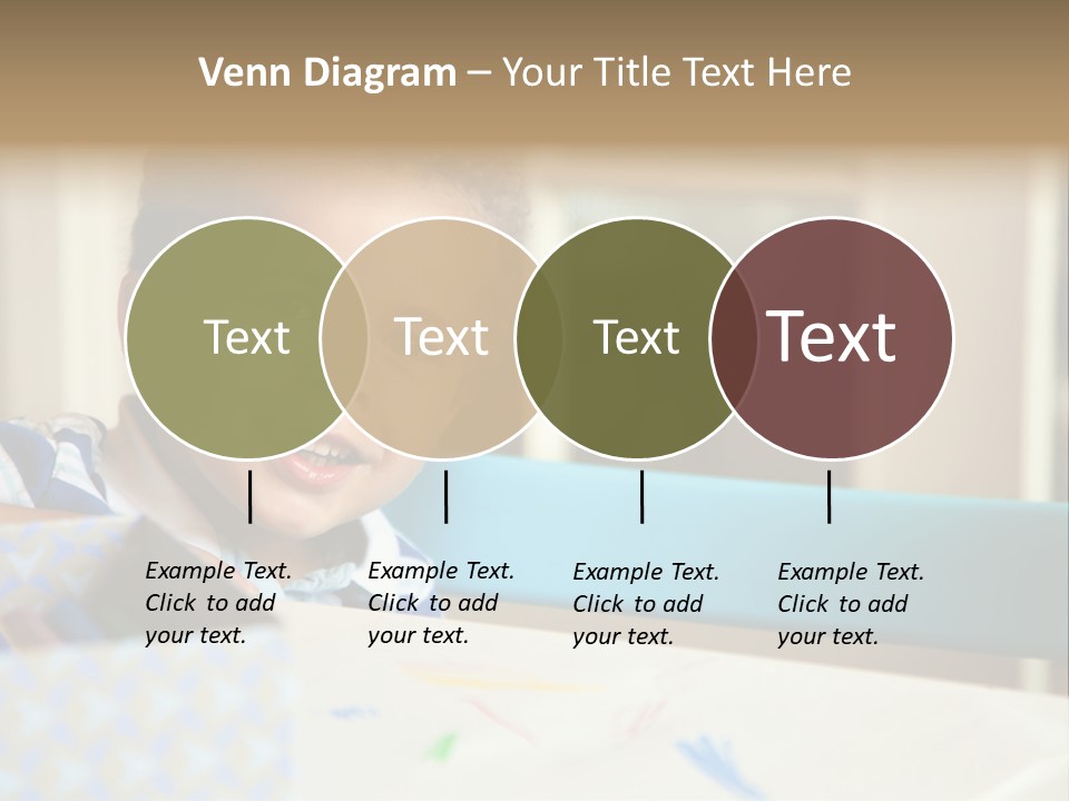 A Young Boy Sitting At A Table With A Blue Chair PowerPoint Template