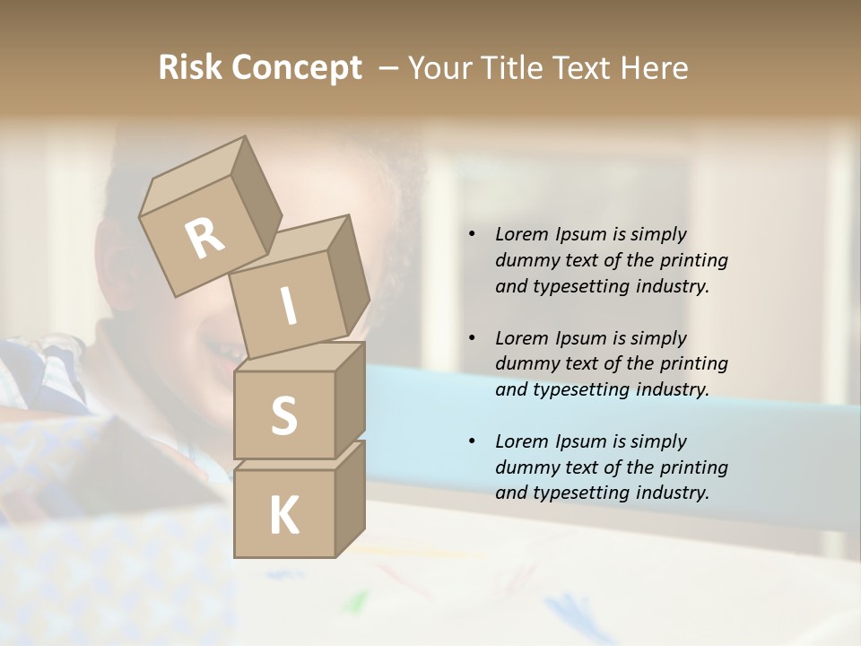 A Young Boy Sitting At A Table With A Blue Chair PowerPoint Template