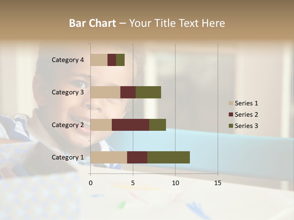 A Young Boy Sitting At A Table With A Blue Chair PowerPoint Template