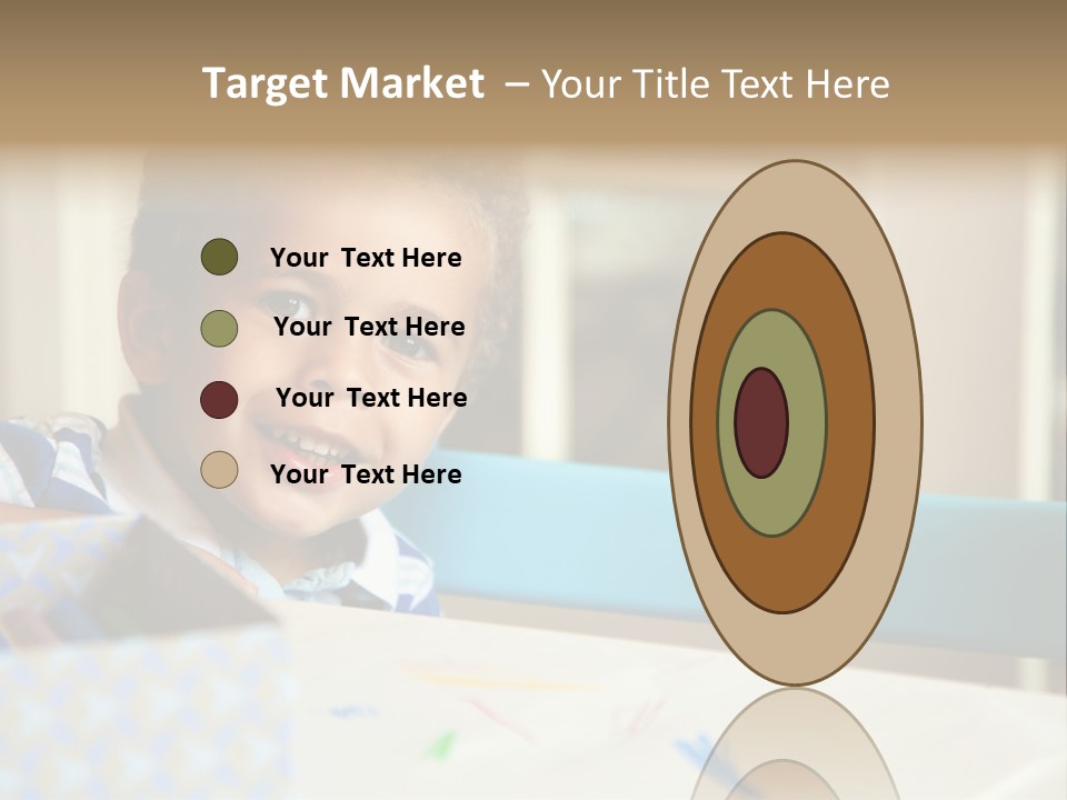 A Young Boy Sitting At A Table With A Blue Chair PowerPoint Template