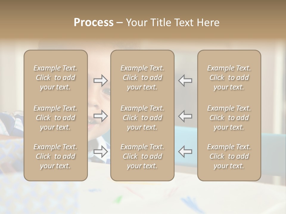 A Young Boy Sitting At A Table With A Blue Chair PowerPoint Template