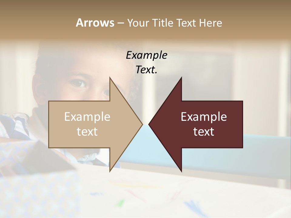 A Young Boy Sitting At A Table With A Blue Chair PowerPoint Template