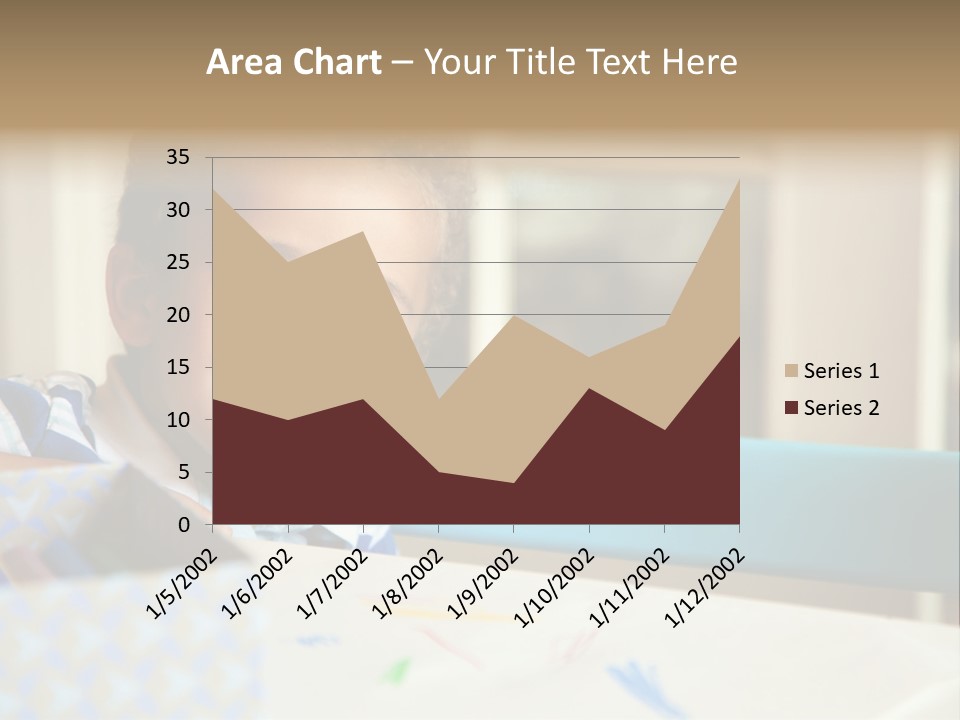A Young Boy Sitting At A Table With A Blue Chair PowerPoint Template