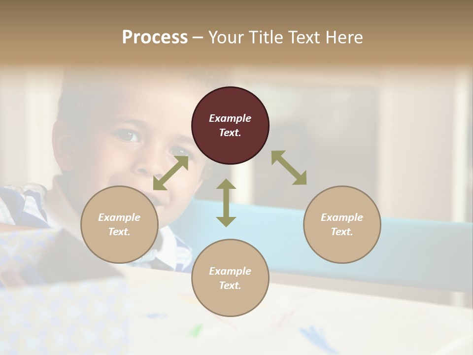 A Young Boy Sitting At A Table With A Blue Chair PowerPoint Template
