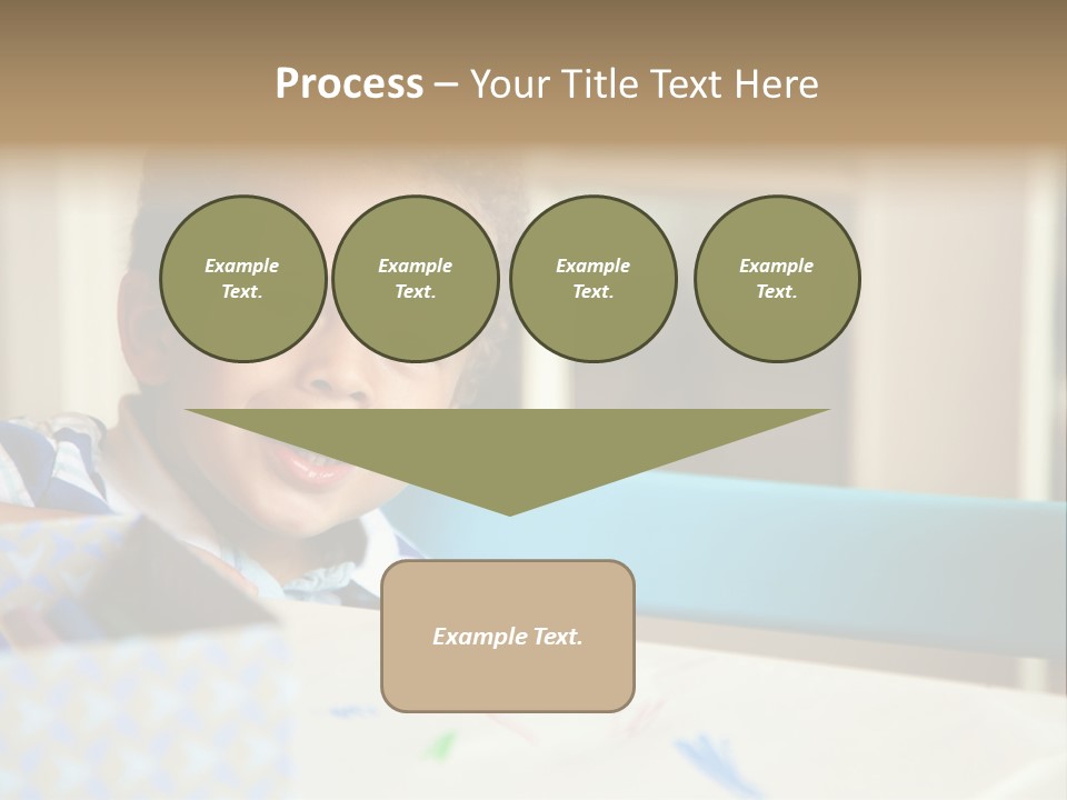 A Young Boy Sitting At A Table With A Blue Chair PowerPoint Template