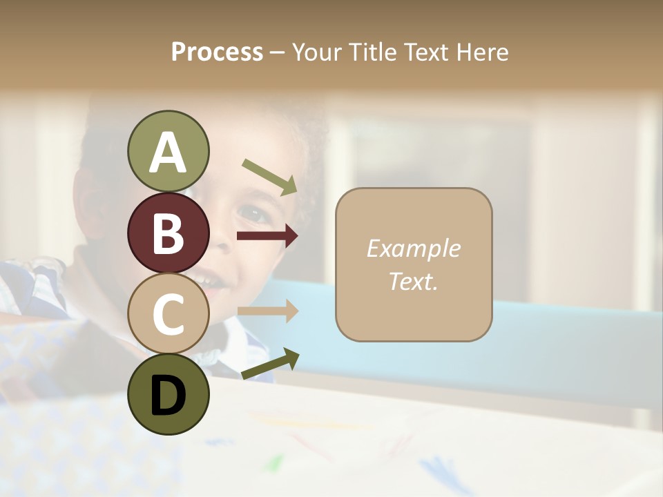 A Young Boy Sitting At A Table With A Blue Chair PowerPoint Template