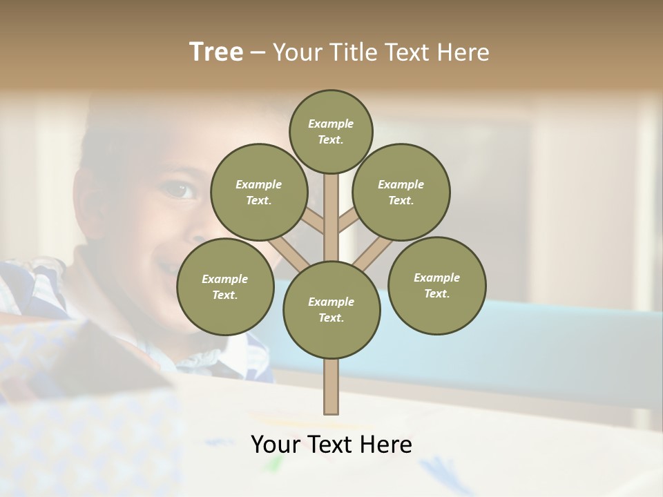 A Young Boy Sitting At A Table With A Blue Chair PowerPoint Template