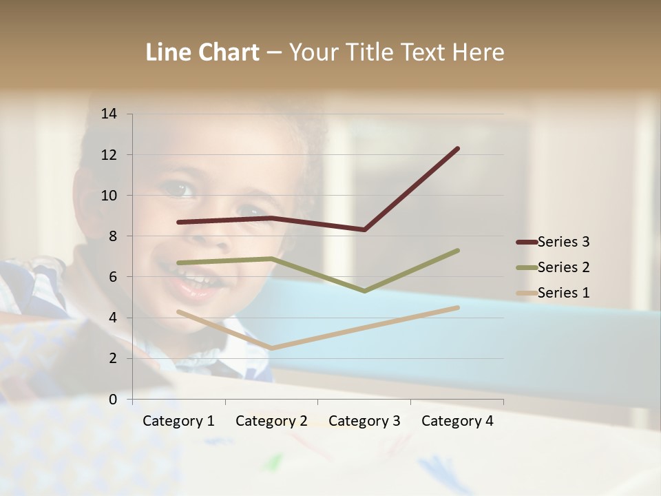 A Young Boy Sitting At A Table With A Blue Chair PowerPoint Template