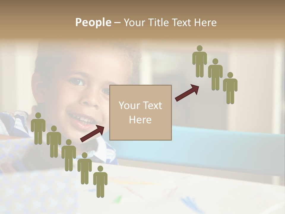 A Young Boy Sitting At A Table With A Blue Chair PowerPoint Template