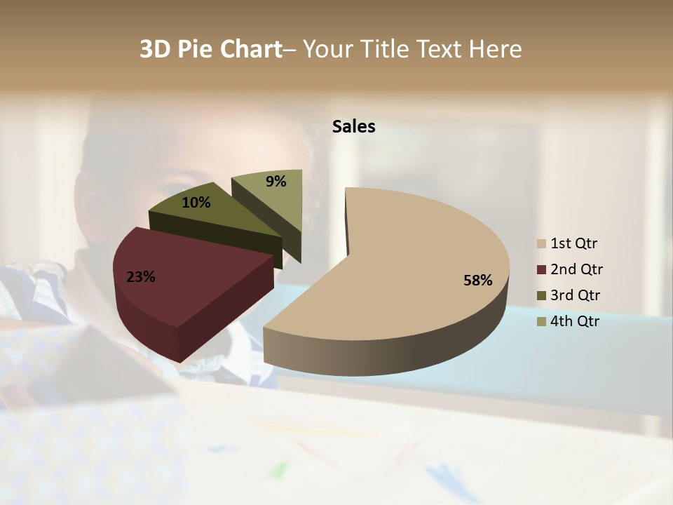 A Young Boy Sitting At A Table With A Blue Chair PowerPoint Template