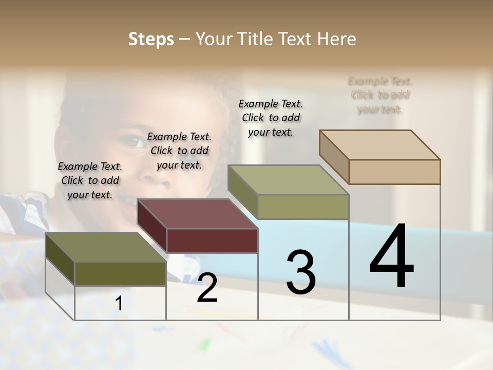 A Young Boy Sitting At A Table With A Blue Chair PowerPoint Template