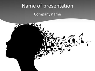 A Silhouette Of A Person With Musical Notes Coming Out Of His Head PowerPoint Template