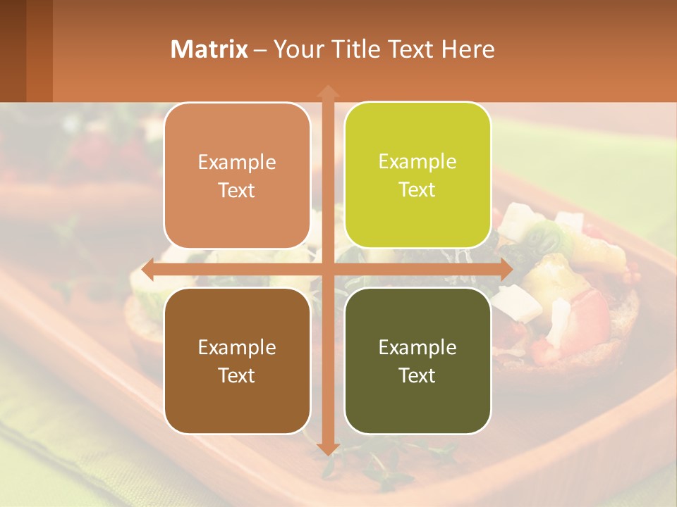 A Wooden Tray With Two Pieces Of Bread Topped With Vegetables PowerPoint Template