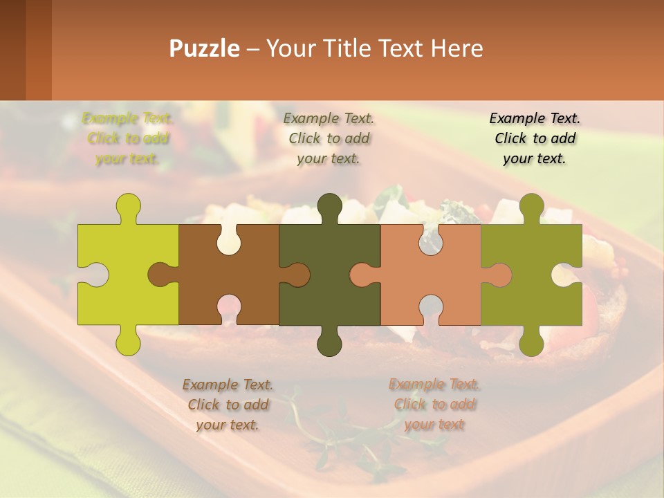 A Wooden Tray With Two Pieces Of Bread Topped With Vegetables PowerPoint Template