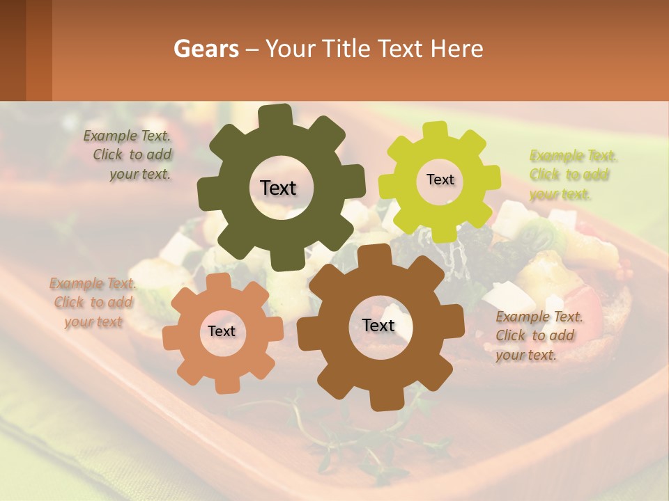 A Wooden Tray With Two Pieces Of Bread Topped With Vegetables PowerPoint Template