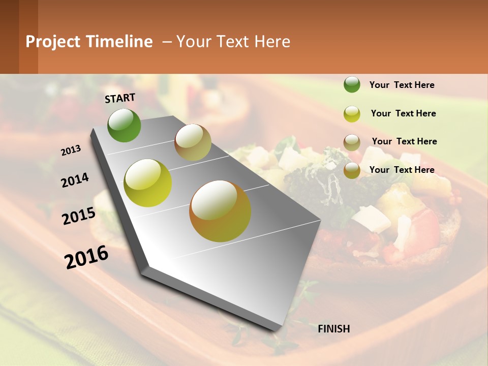 A Wooden Tray With Two Pieces Of Bread Topped With Vegetables PowerPoint Template