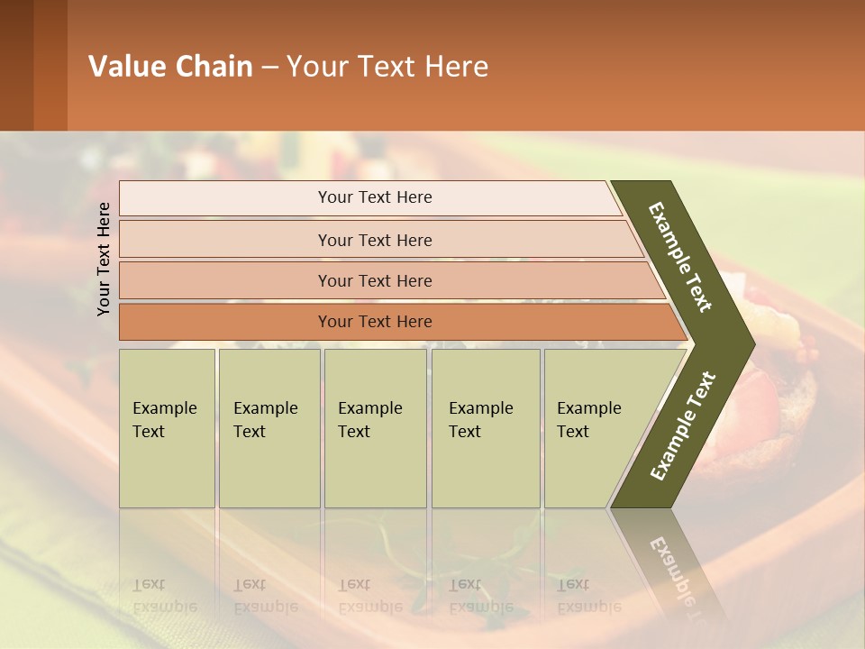 A Wooden Tray With Two Pieces Of Bread Topped With Vegetables PowerPoint Template