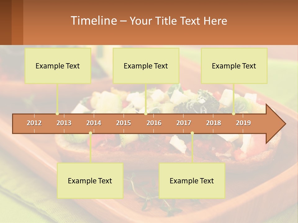 A Wooden Tray With Two Pieces Of Bread Topped With Vegetables PowerPoint Template