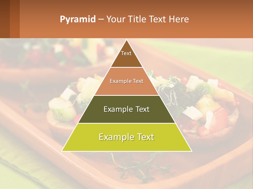 A Wooden Tray With Two Pieces Of Bread Topped With Vegetables PowerPoint Template
