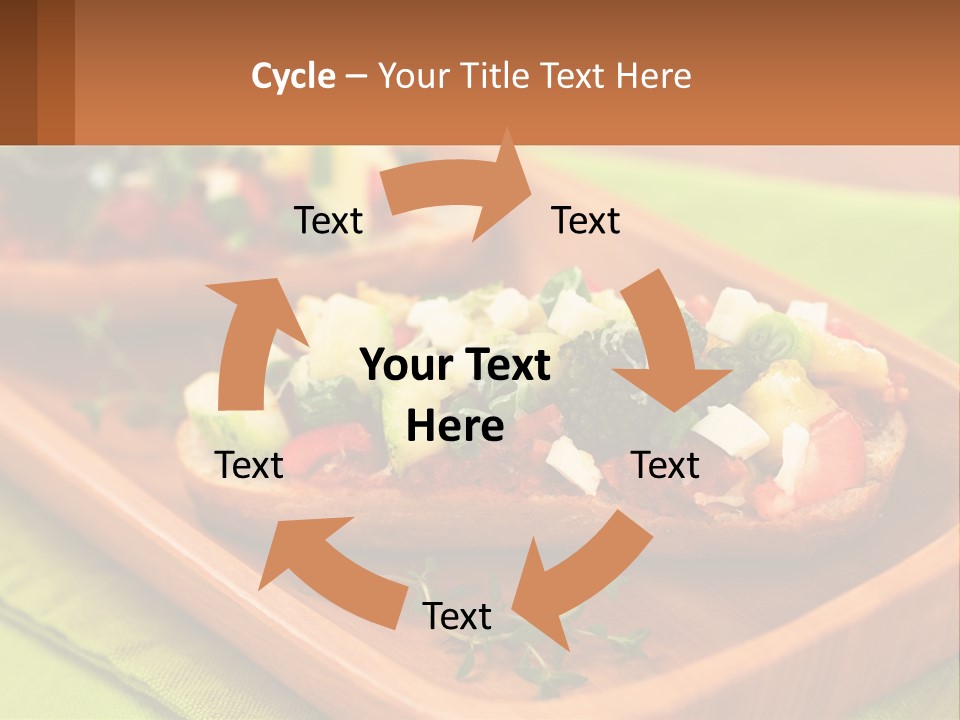 A Wooden Tray With Two Pieces Of Bread Topped With Vegetables PowerPoint Template