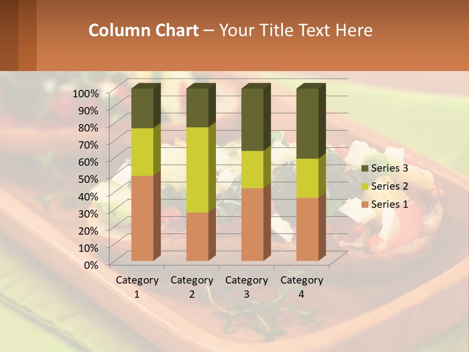 A Wooden Tray With Two Pieces Of Bread Topped With Vegetables PowerPoint Template