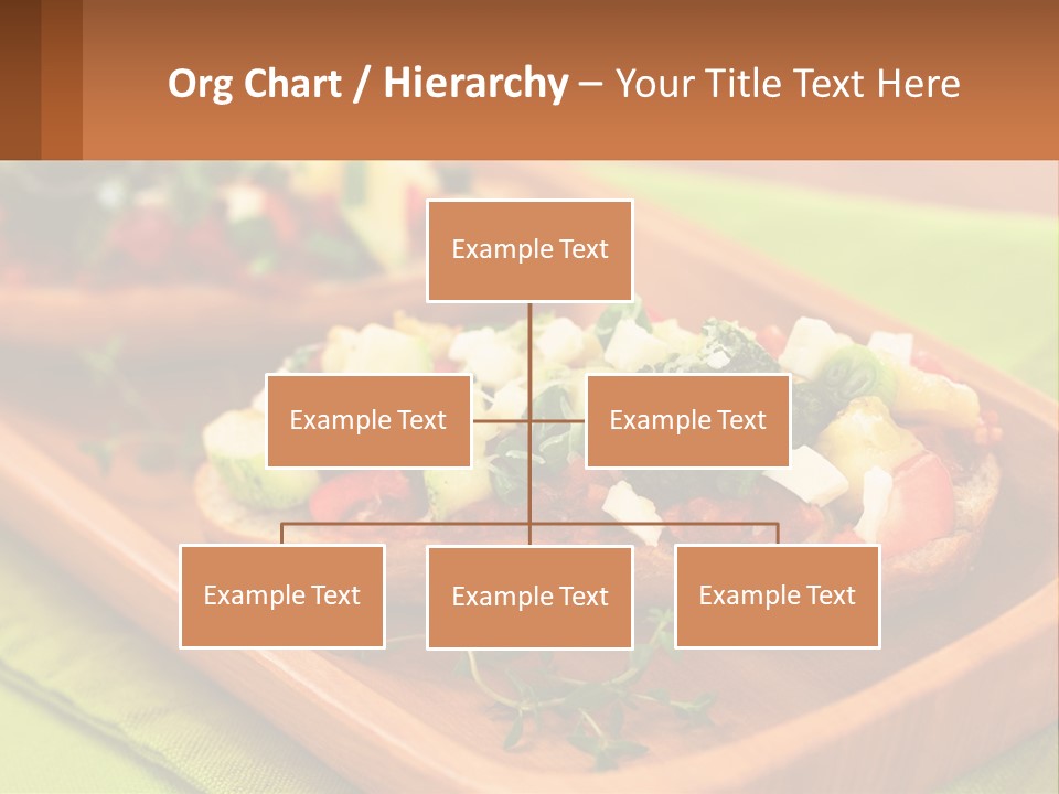 A Wooden Tray With Two Pieces Of Bread Topped With Vegetables PowerPoint Template