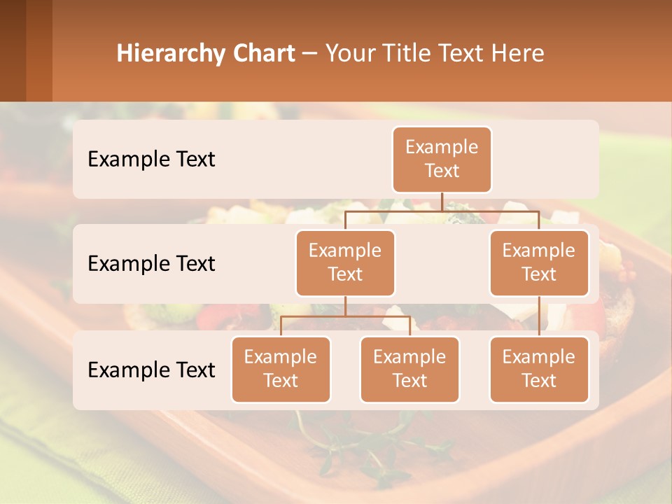 A Wooden Tray With Two Pieces Of Bread Topped With Vegetables PowerPoint Template