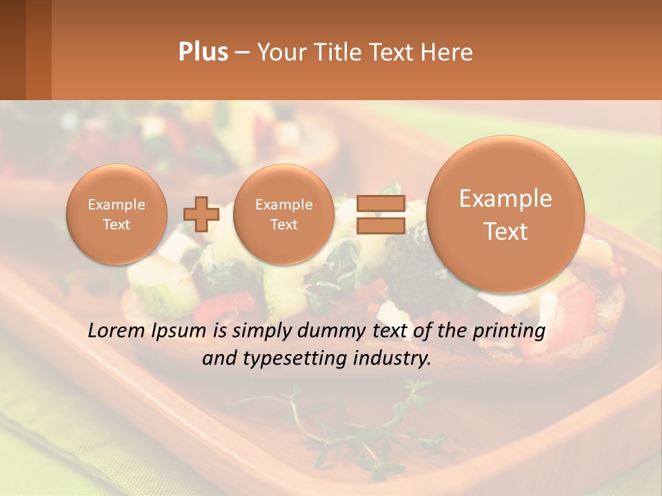 A Wooden Tray With Two Pieces Of Bread Topped With Vegetables PowerPoint Template