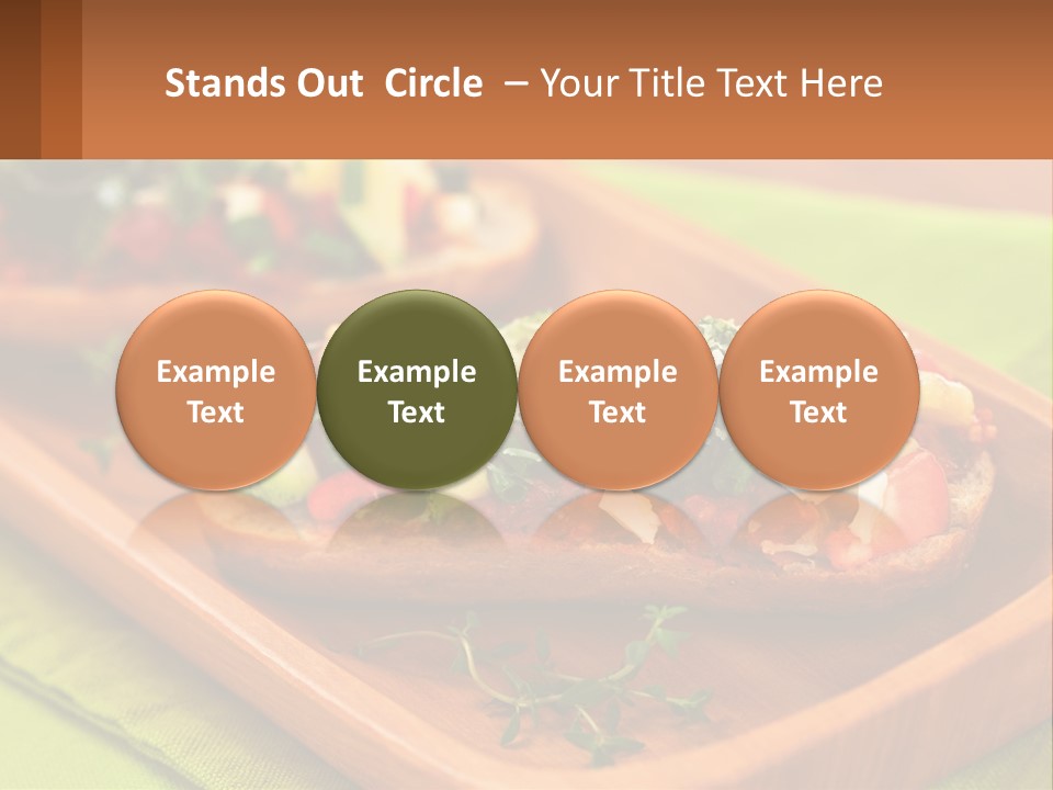 A Wooden Tray With Two Pieces Of Bread Topped With Vegetables PowerPoint Template