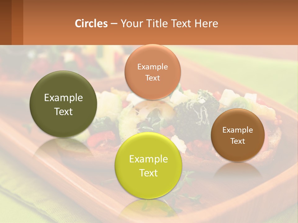 A Wooden Tray With Two Pieces Of Bread Topped With Vegetables PowerPoint Template