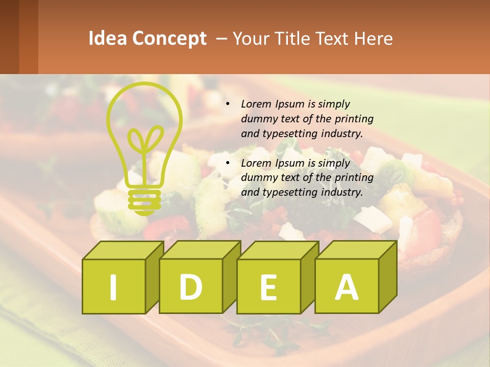 A Wooden Tray With Two Pieces Of Bread Topped With Vegetables PowerPoint Template