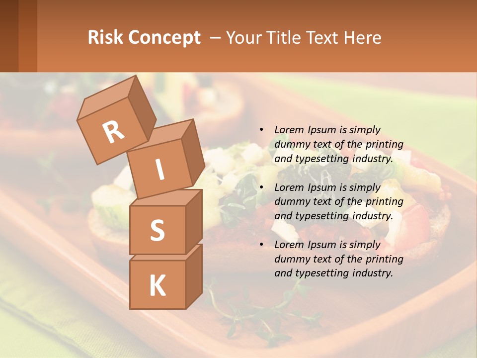 A Wooden Tray With Two Pieces Of Bread Topped With Vegetables PowerPoint Template