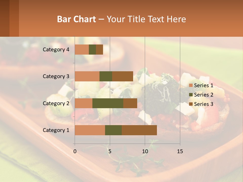 A Wooden Tray With Two Pieces Of Bread Topped With Vegetables PowerPoint Template