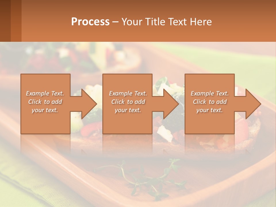 A Wooden Tray With Two Pieces Of Bread Topped With Vegetables PowerPoint Template