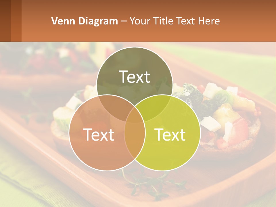 A Wooden Tray With Two Pieces Of Bread Topped With Vegetables PowerPoint Template