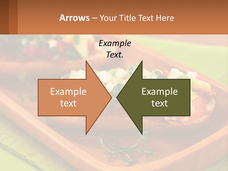 A Wooden Tray With Two Pieces Of Bread Topped With Vegetables PowerPoint Template