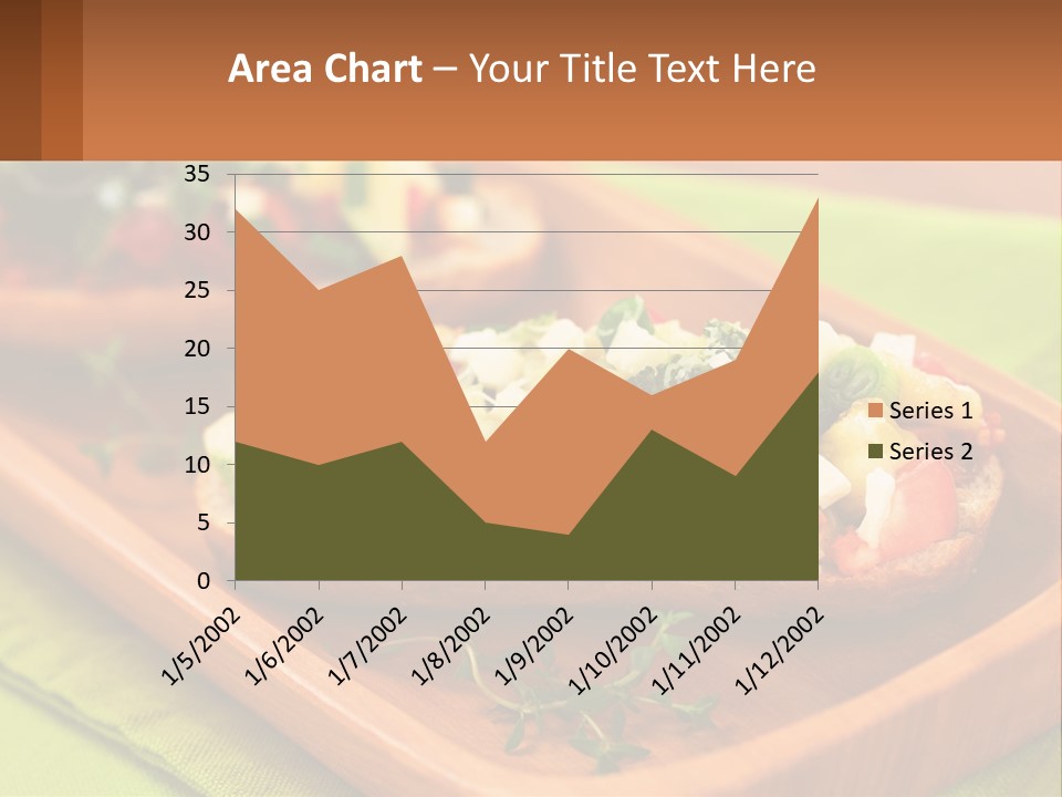 A Wooden Tray With Two Pieces Of Bread Topped With Vegetables PowerPoint Template