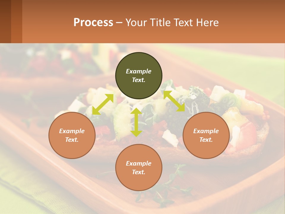 A Wooden Tray With Two Pieces Of Bread Topped With Vegetables PowerPoint Template