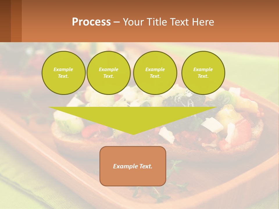 A Wooden Tray With Two Pieces Of Bread Topped With Vegetables PowerPoint Template