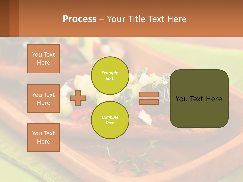 A Wooden Tray With Two Pieces Of Bread Topped With Vegetables PowerPoint Template